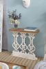 32" x 12" x 32" Classic Vintage White Wash Console Table with Brown Wood Top