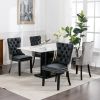 A&A Furniture,Nikki Collection Modern, High-end Tufted Solid Wood Contemporary PU and Velvet Upholstered Dining Chair with Wood Legs Nailhead Trim 2-P