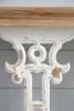 32" x 12" x 32" Classic Vintage White Wash Console Table with Brown Wood Top