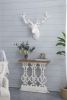 32" x 12" x 32" Classic Vintage White Wash Console Table with Brown Wood Top