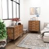 Industrial Style 6 Drawer Double Dresser,Rustic Brown Wood Storage Dresser Clothes Organizer with Sturdy Steel Frame, Chest with 6 Drawer, Storage Cab