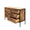 Industrial Style 6 Drawer Double Dresser,Rustic Brown Wood Storage Dresser Clothes Organizer with Sturdy Steel Frame, Chest with 6 Drawer, Storage Cab